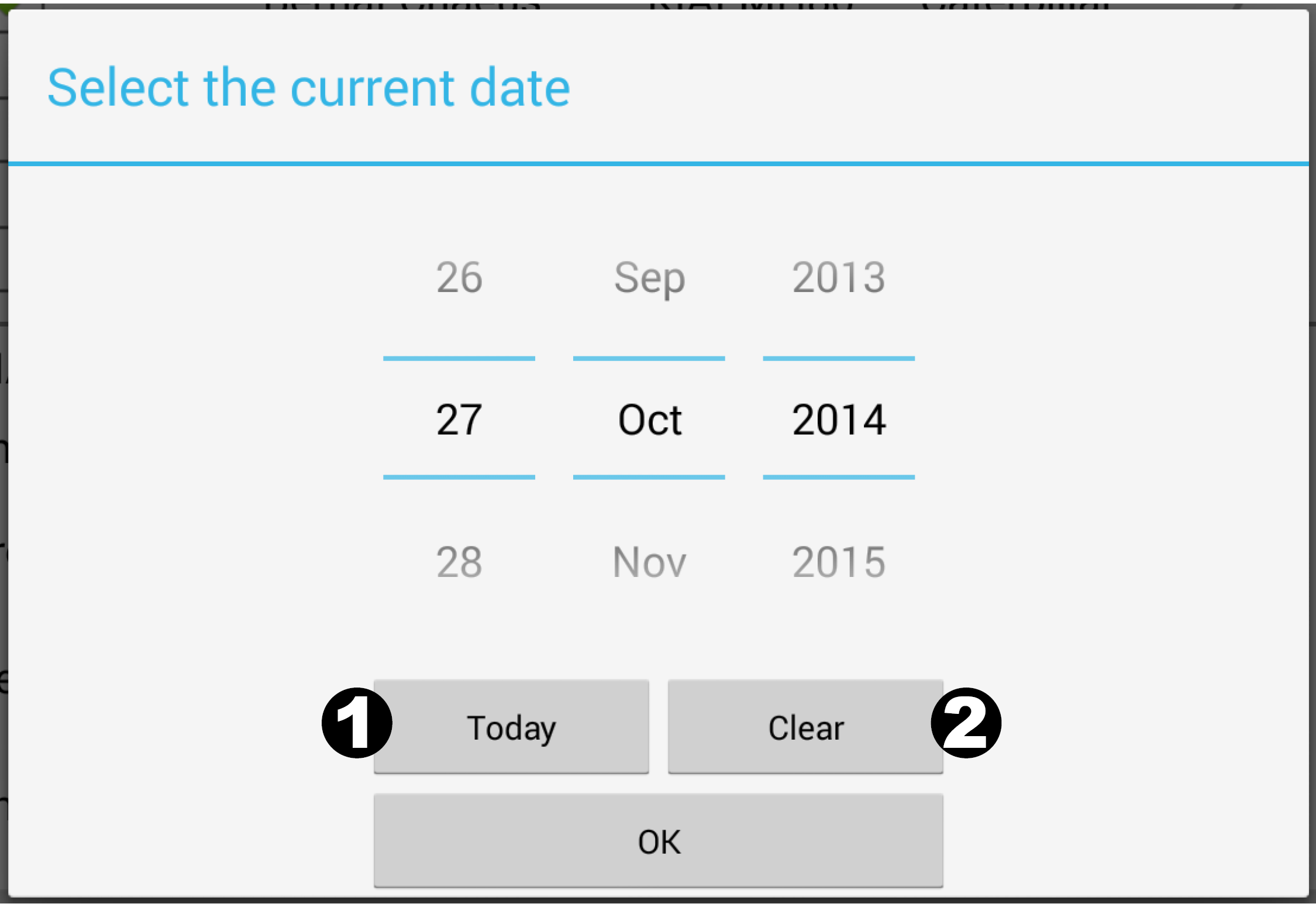 This is what the Select the current date datepicker looks like in the final form