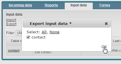 Select the contact reference table, and click OK